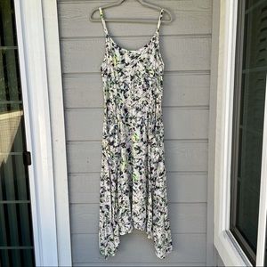 Cabi Margherita Midi Floral Dress Women’s Size Large Pockets Asymmetric